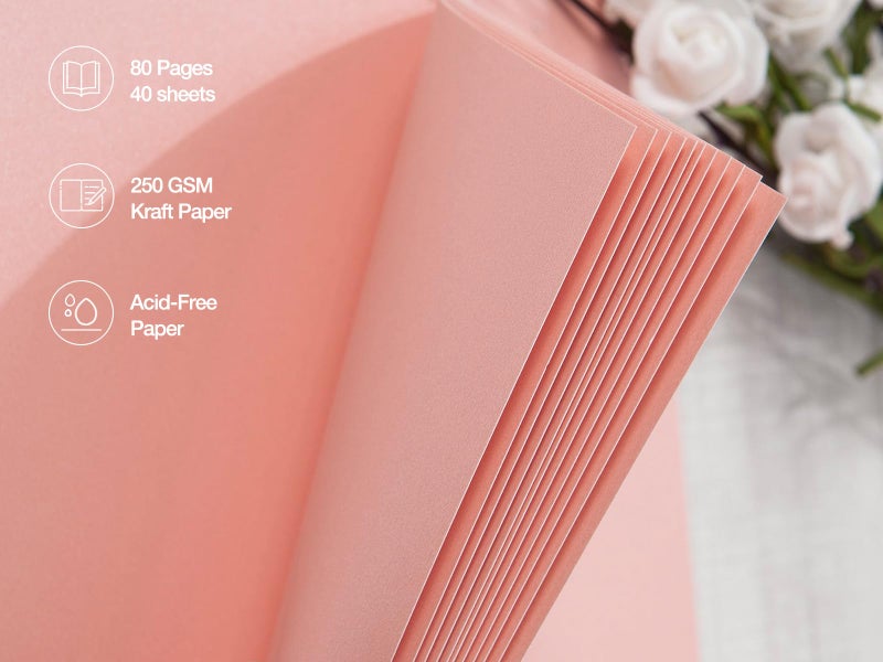 potricher 10 x 10 Inch DIY Scrapbook Photo Album 80 Pages Thick Kraft Blank Pink Paper Memory Book for Wedding and Anniversary Family (Pink, 10 Inch) - Image 5